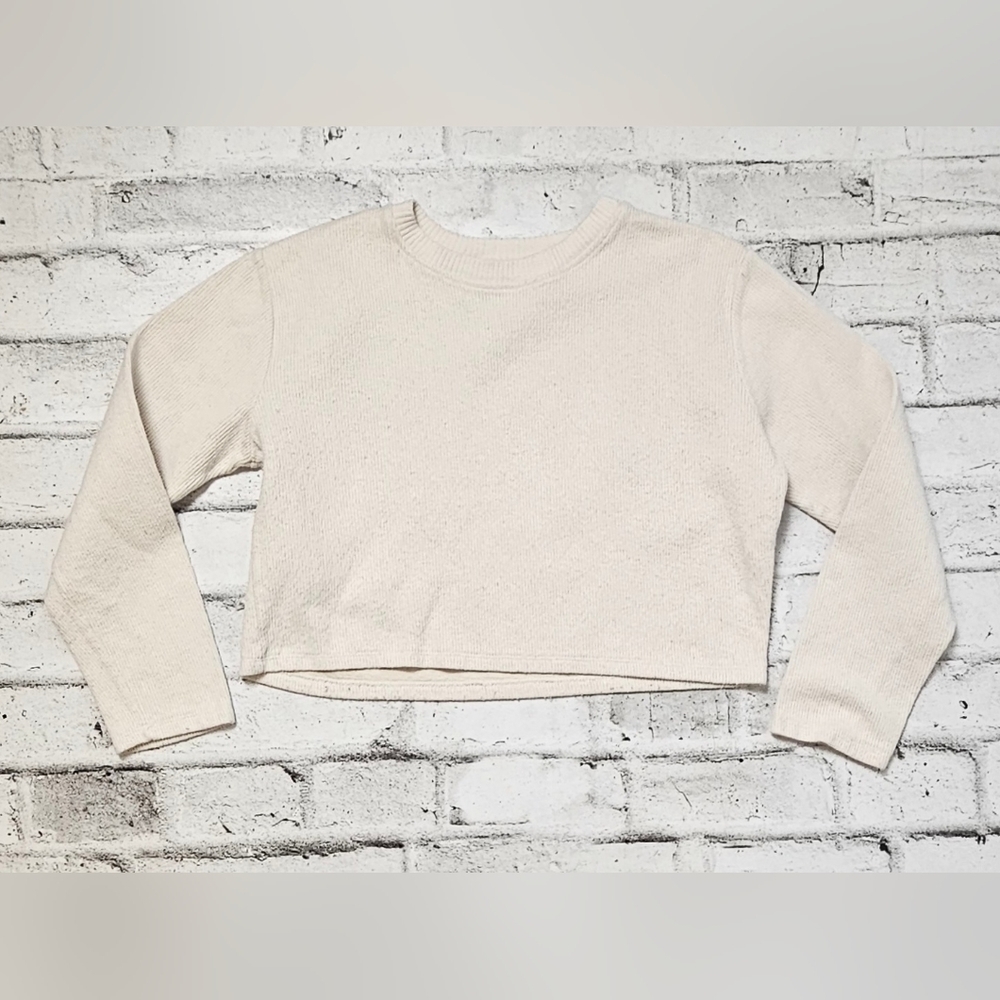 Zara Cream Ribbed Cropped Sweater - Picture 4 of 7